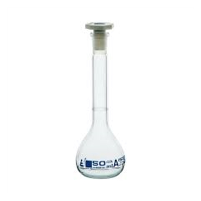Vol.Flask Trapez. Blaubrand A Conf.Cert. 50 Ml Boro 3.3 Ns 12/21 Glass Stopper 