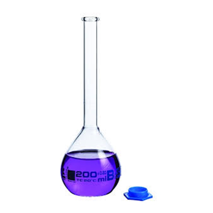 Vol.Flask Trapez. Blaubrand A Conf.Cert. 5 Ml Boro 3.3 Ns 7/16 Glass Stopper 